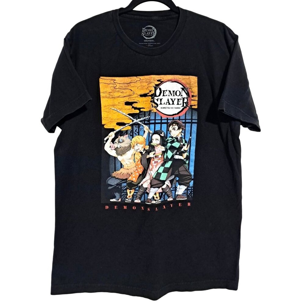 Demon Slayer T-Shirt Featuring Iconic Characters L‎ 42/44 100% Cotton Black